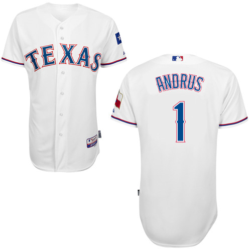 Elvis Andrus #1 MLB Jersey-Texas Rangers Men's Authentic Home White Cool Base Baseball Jersey
